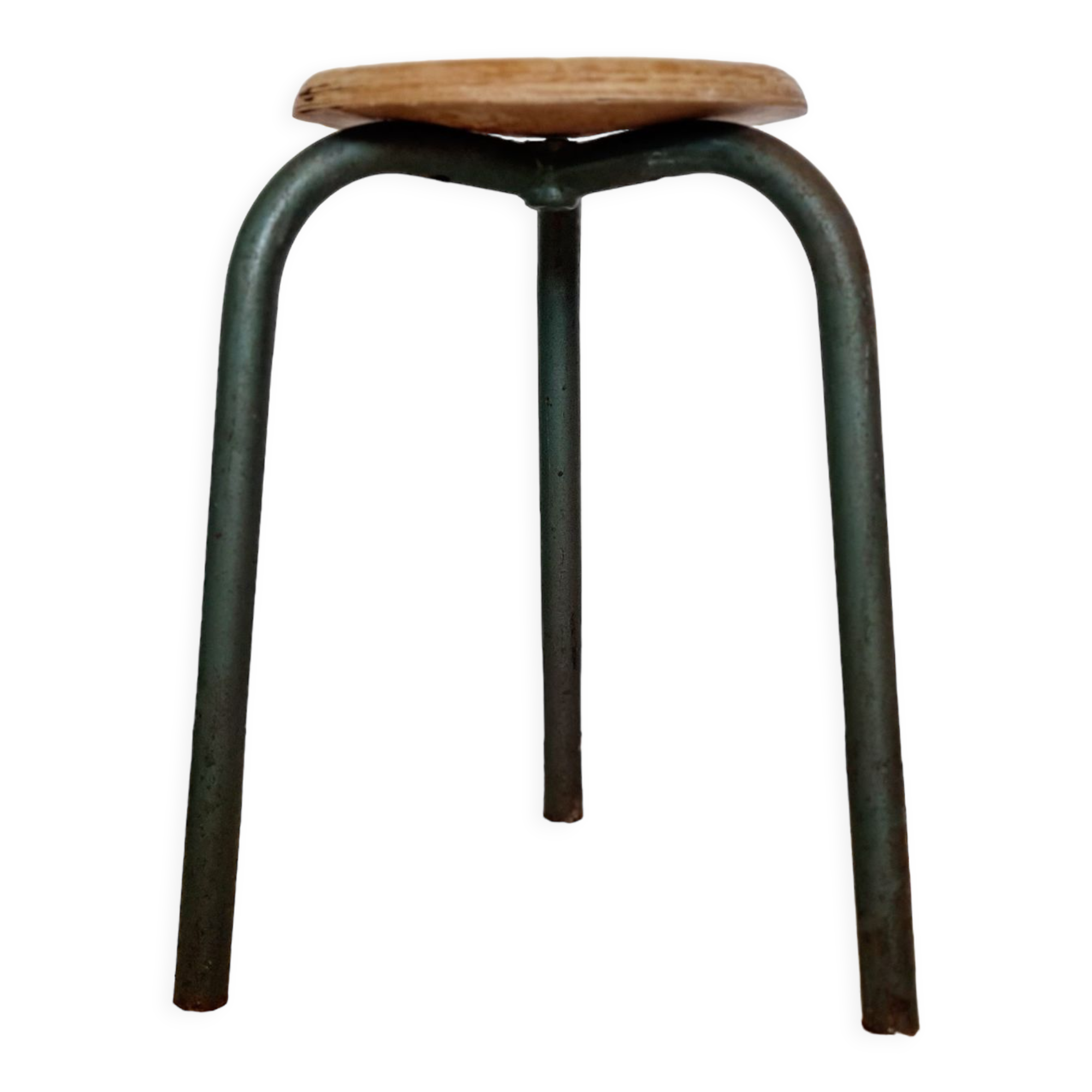 Wood and metal tripod stool
