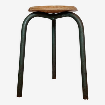 Wood and metal tripod stool