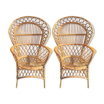 Two chairs rattan and bamboo vintage