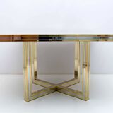 Romeo Rega Mid-century Modern Italian Black Glass, Brass and Chrome Dining