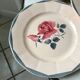 Set of 6 flat plates digoin sarreguemines pink and blue flowers 40s