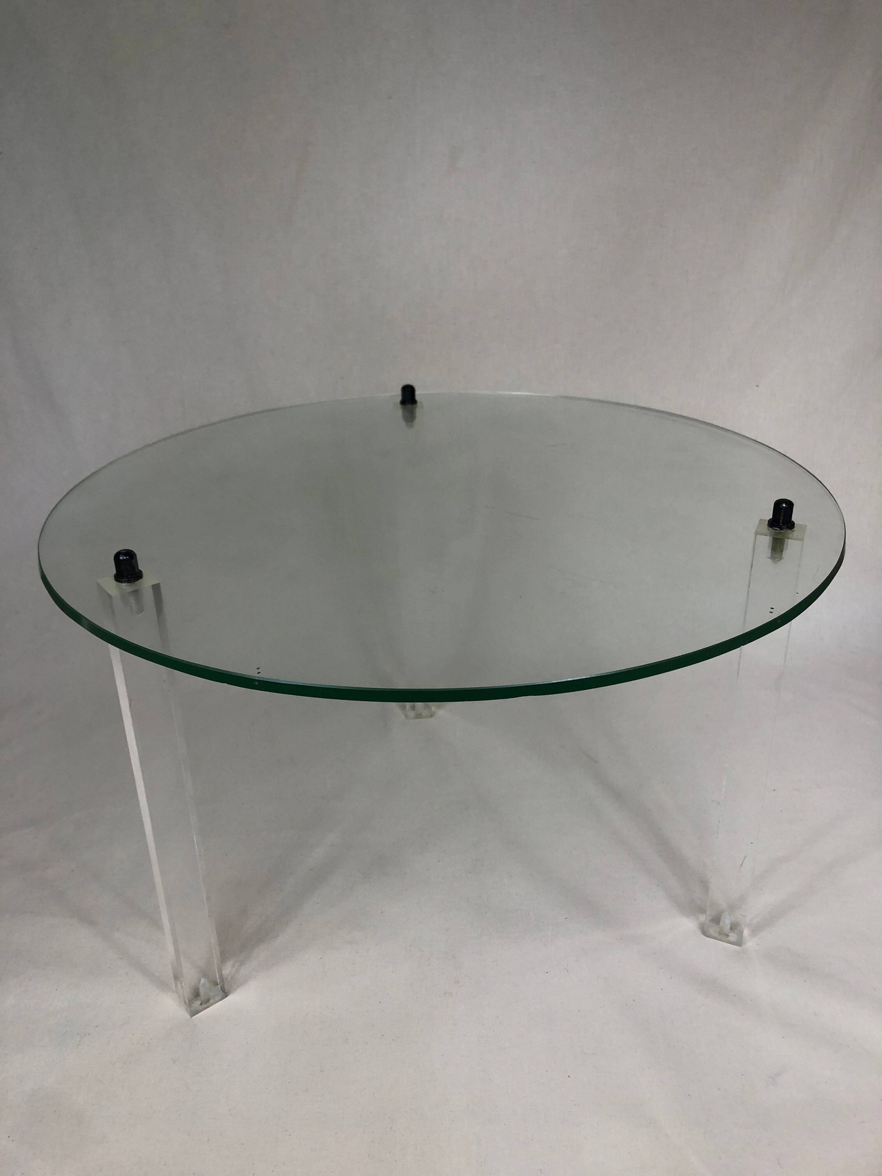 Vintage round coffee table in glass and plexiglass
