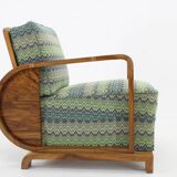 1930s Restored Art Deco Armchair in Solid Walnut, Czechoslovakia