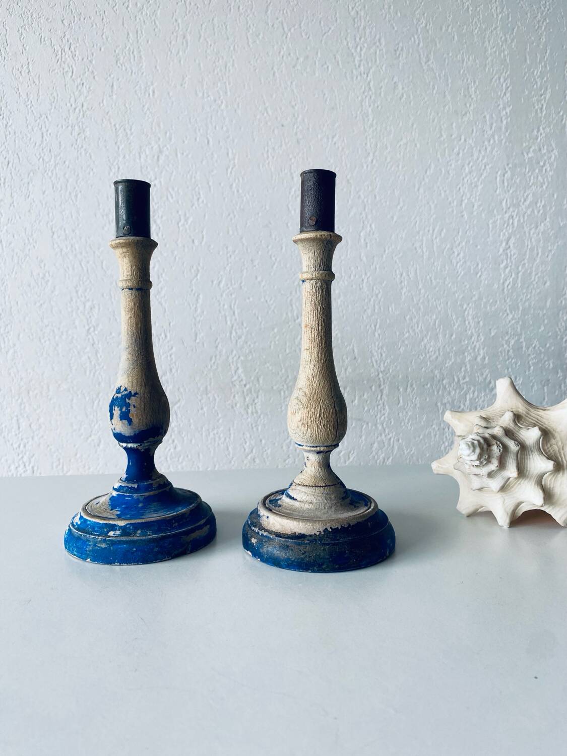 Pair of old patinated candlesticks