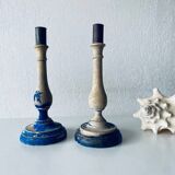 Pair of old patinated candlesticks