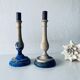 Pair of old patinated candlesticks