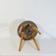 Vintage grey spring stool restored, wood