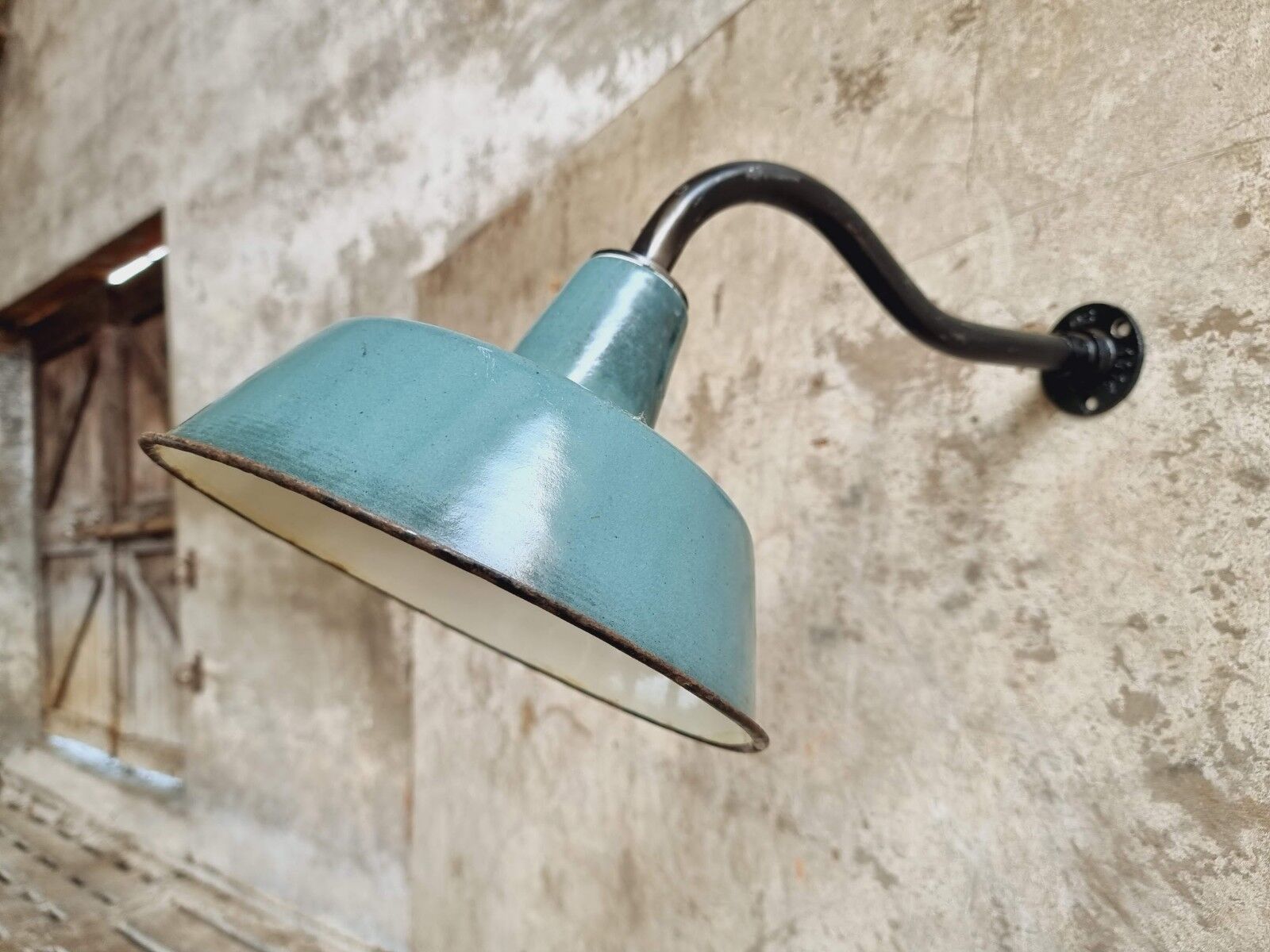 Old garden lamp vintage green wall lamp enamel