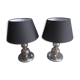 Pair of crystal and chrome metal lamps