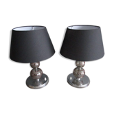 Paire de lampes cristal et métal chromé