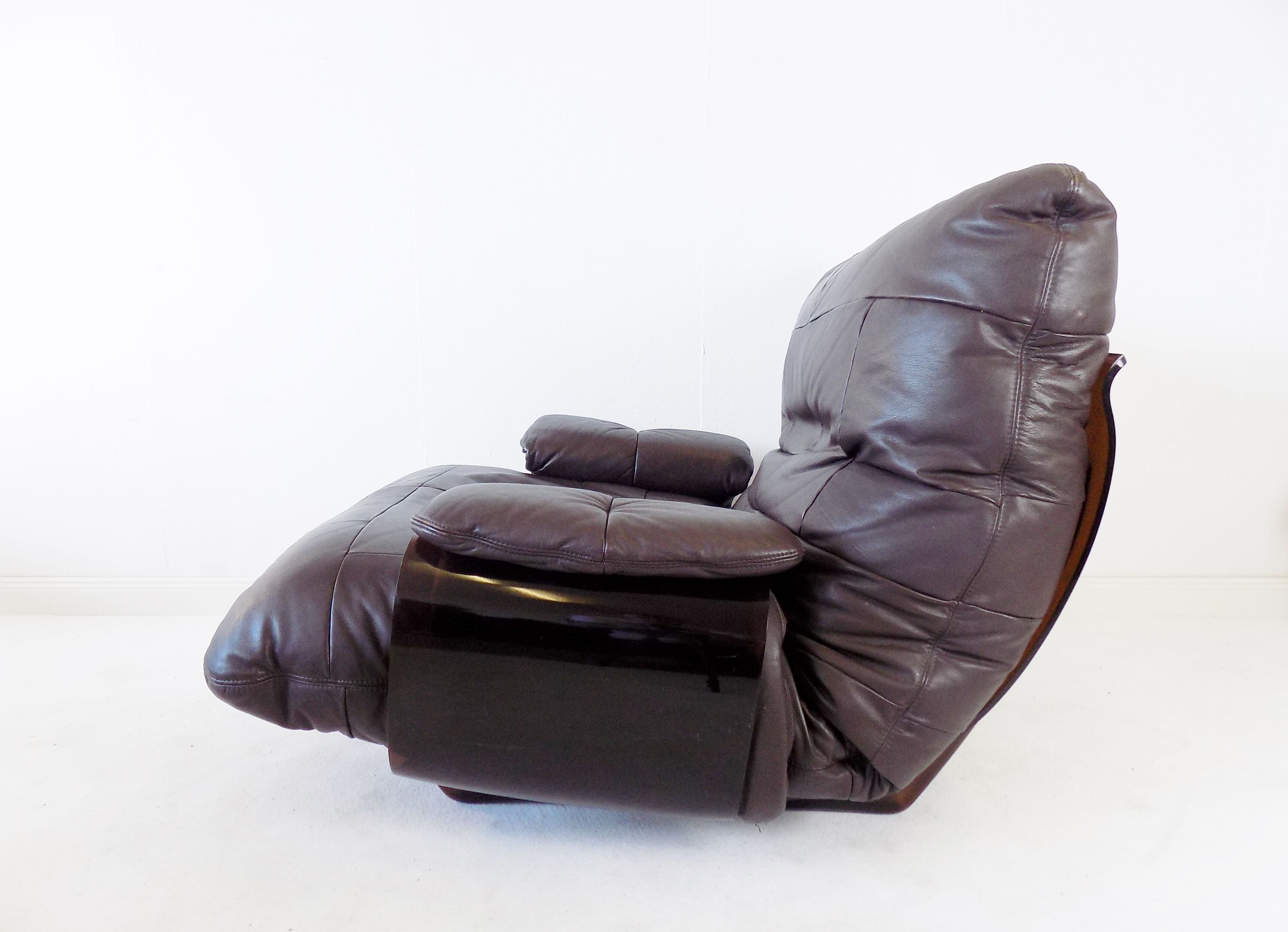 Ligne Roset Marsala brown leather armchair by Michel Ducaroy
