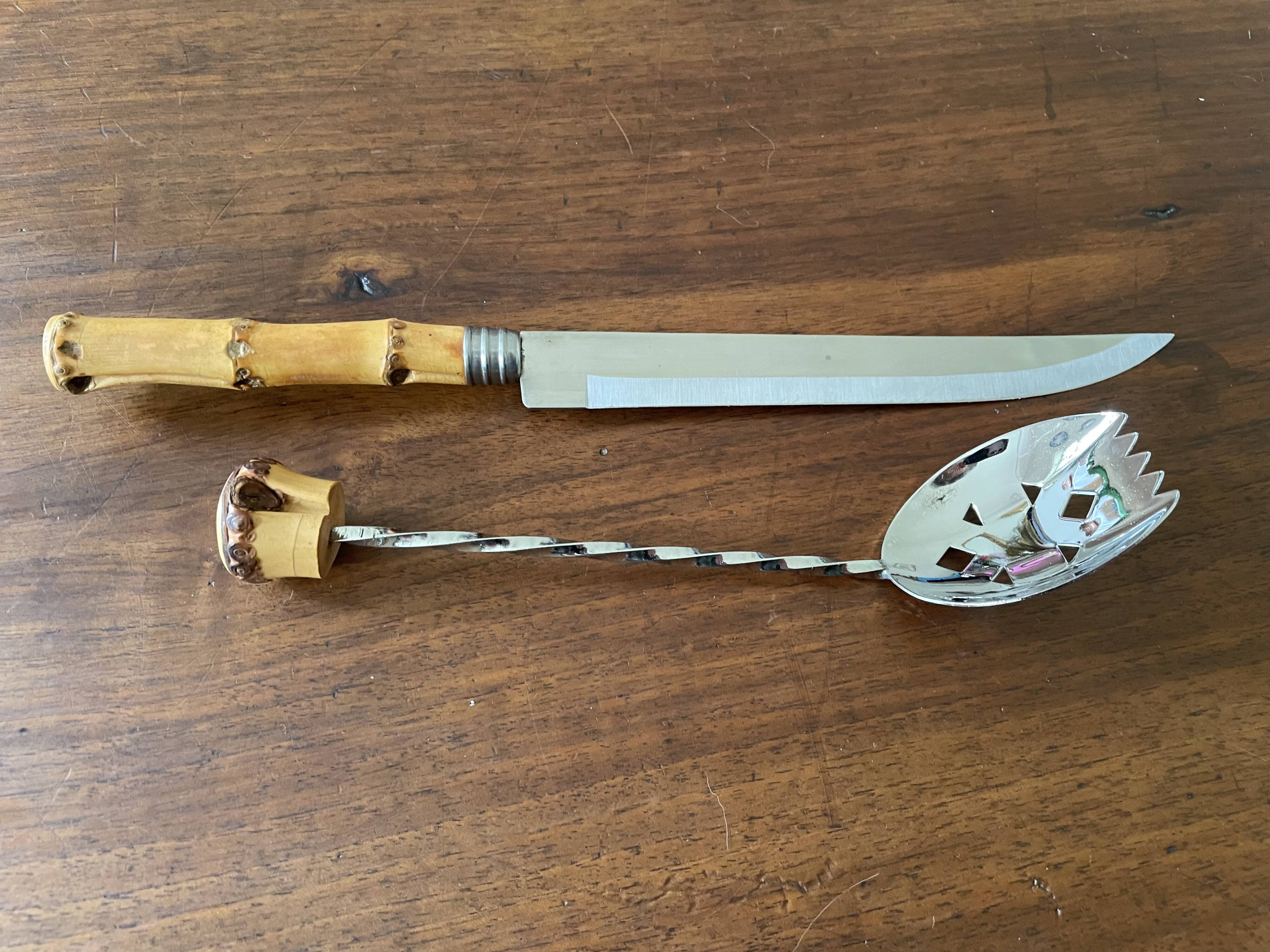 Vintage bamboo handle cutlery