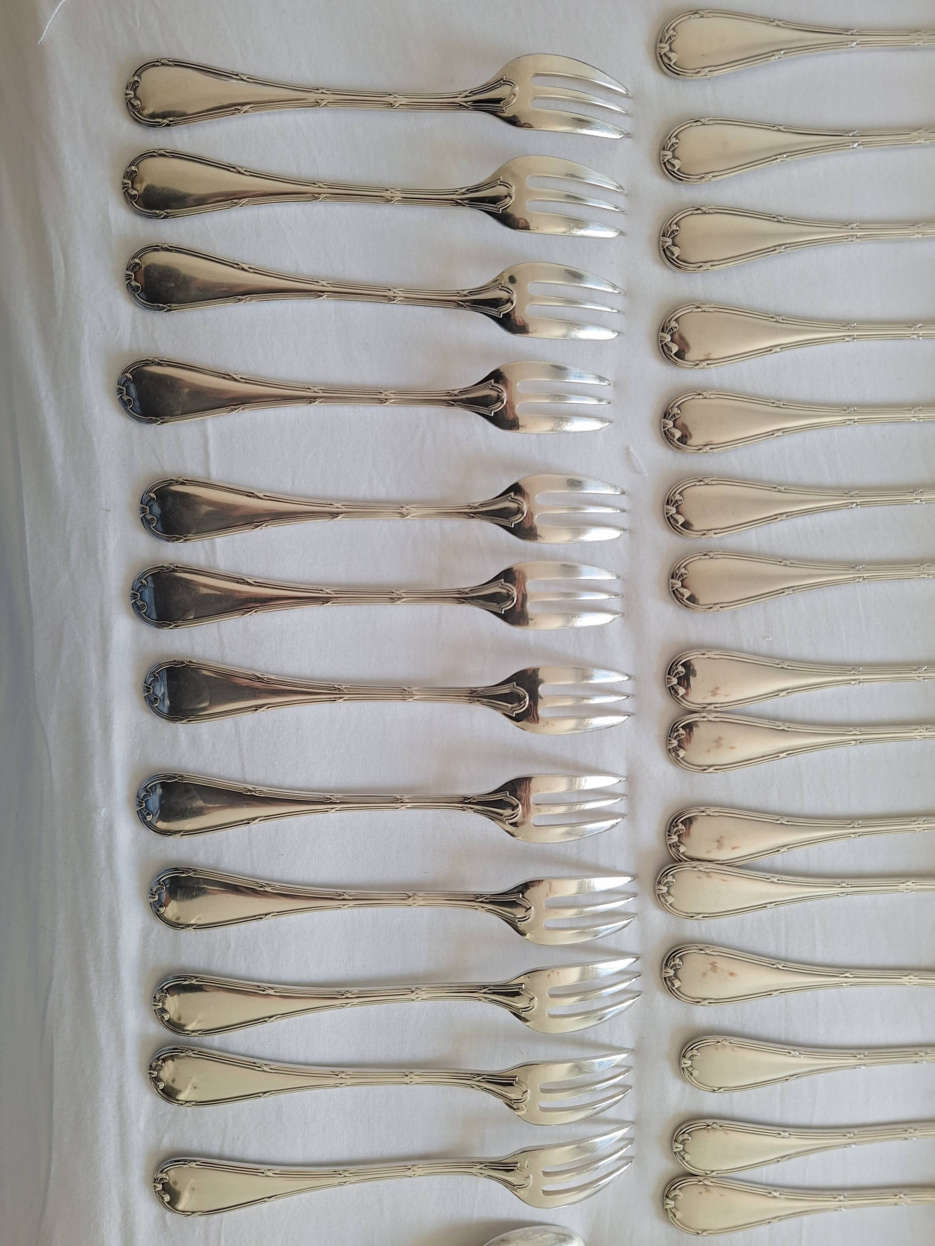 Christofle Rubans Cutlery Set - 133 pieces in silver-plated metal
