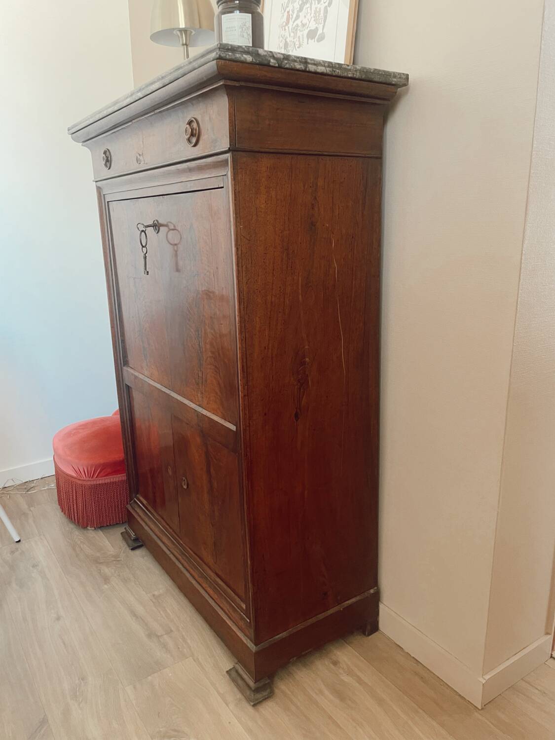 Secrétaire Louis Philippe bois et marbre