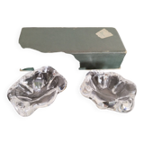 Crystal salt and pepper shakers signed Daum France; antique french