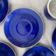 Tasses bistrot café avec soucoupes en porcelaine bleu cobalt
