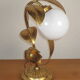 Lampe de table vintage sixties fleur clochette muguet et feuillage en métal doré