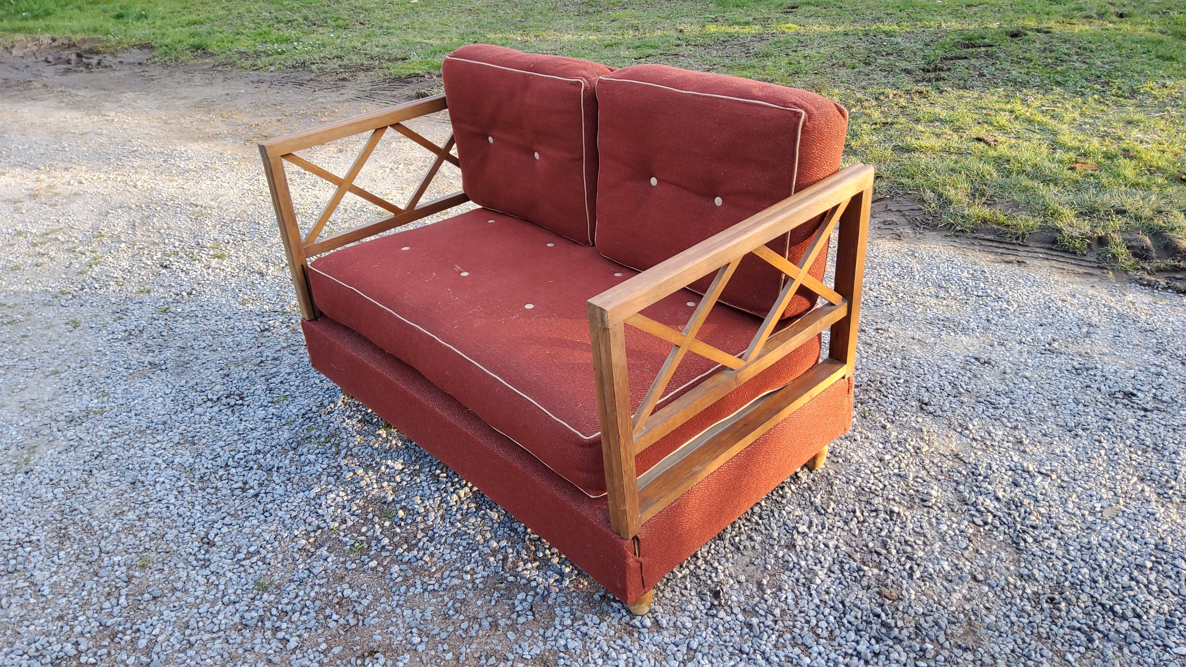 50s bench with oak braces
