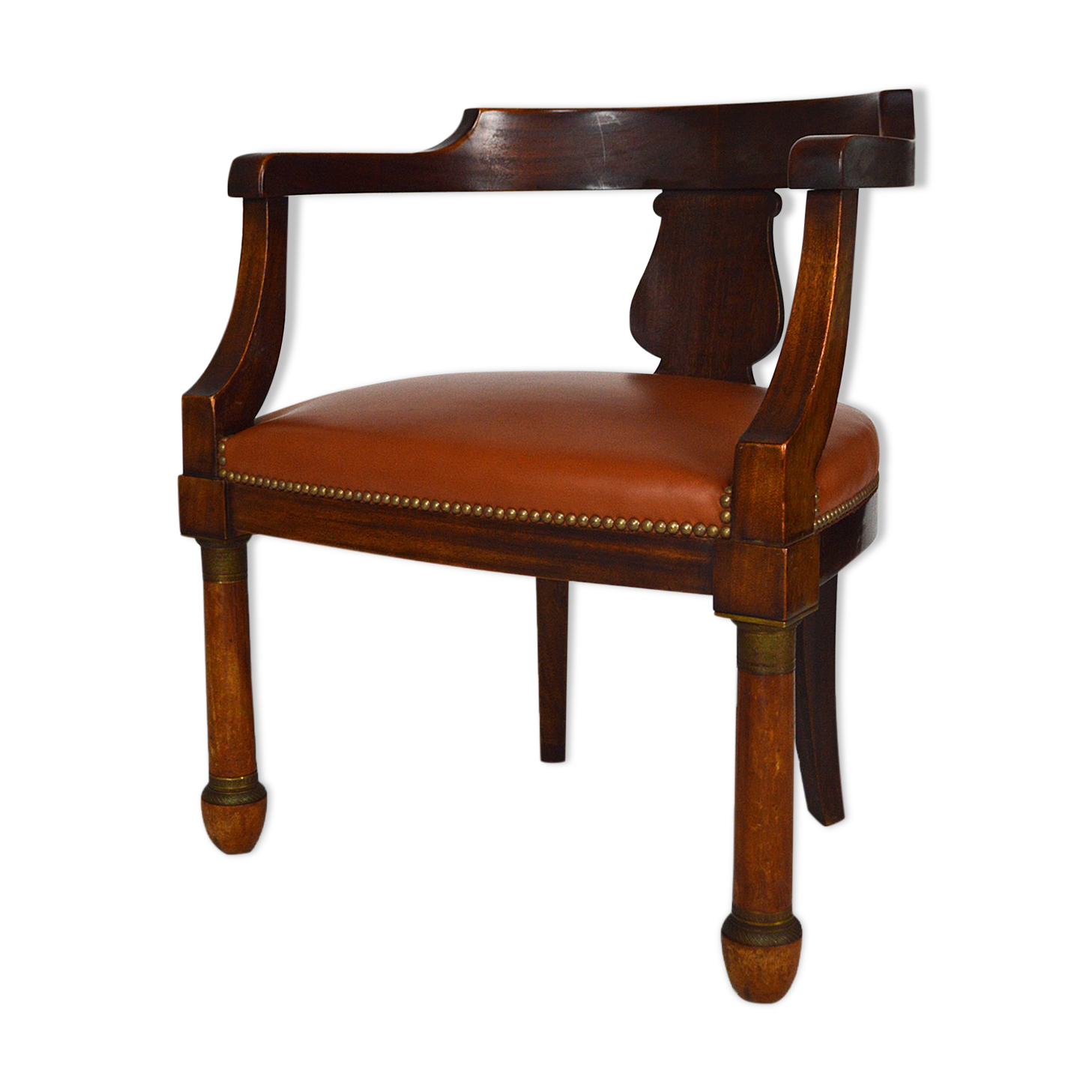 Empire, mahogany and leather office armchair, 19th century