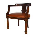 Empire, mahogany and leather office armchair, 19th century
