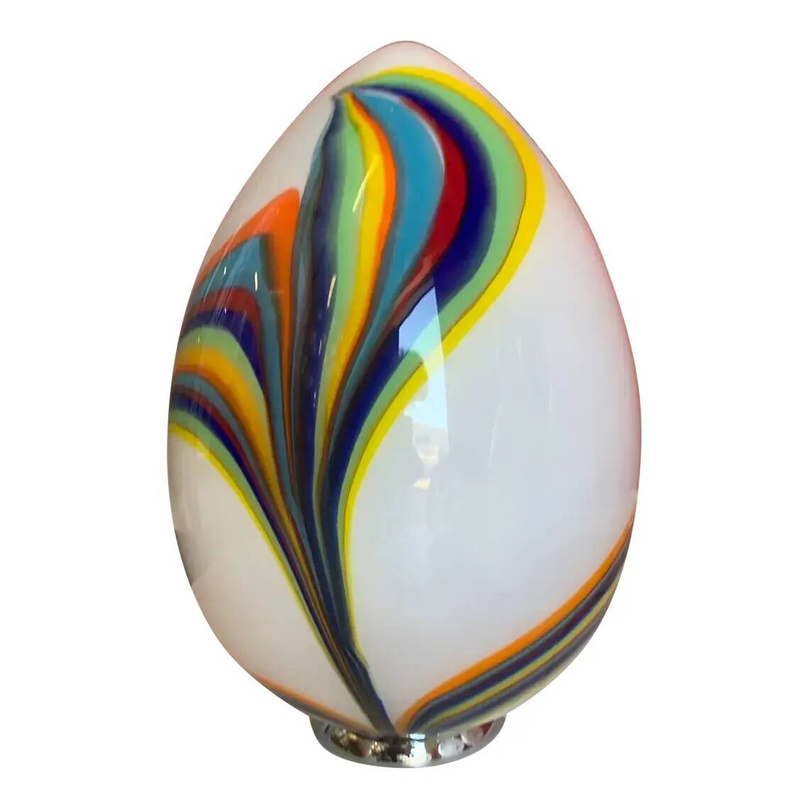 Multicoloured Reeds White Egg Lamp in Murano-Style Glass