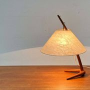 Dornstab table lamp in modern teak from the mid-century by A. Pöll for Kalmar, Vienna, 1950s.