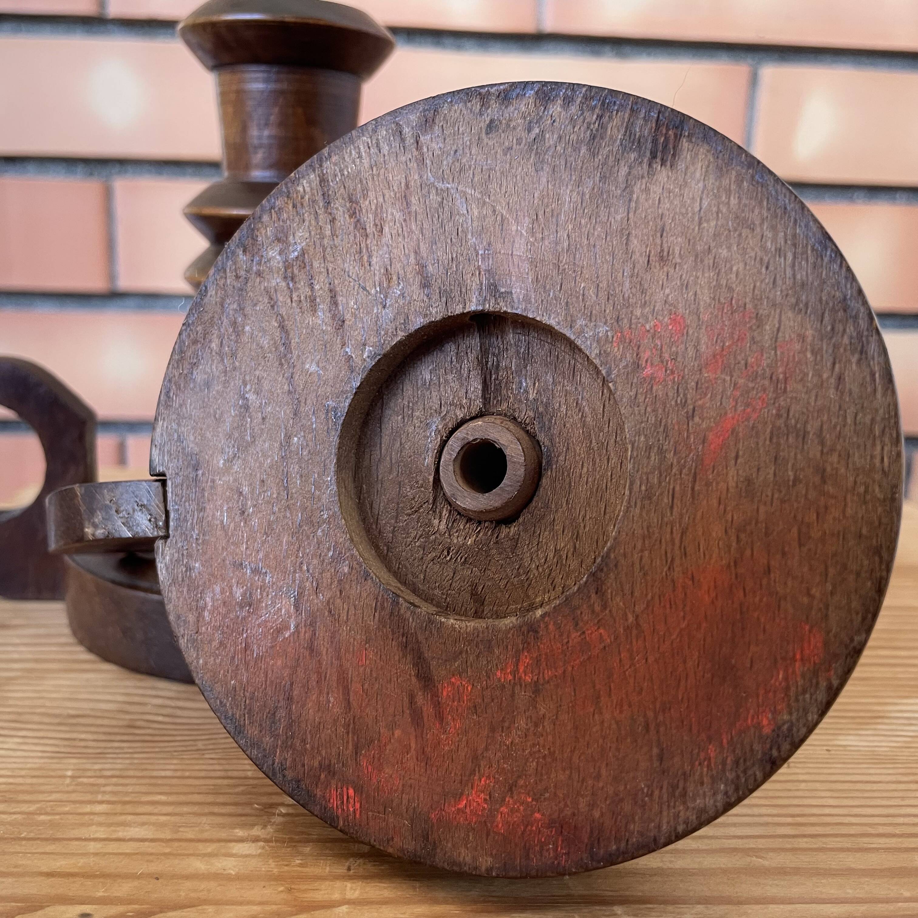 Pair wooden table lamps with handles
