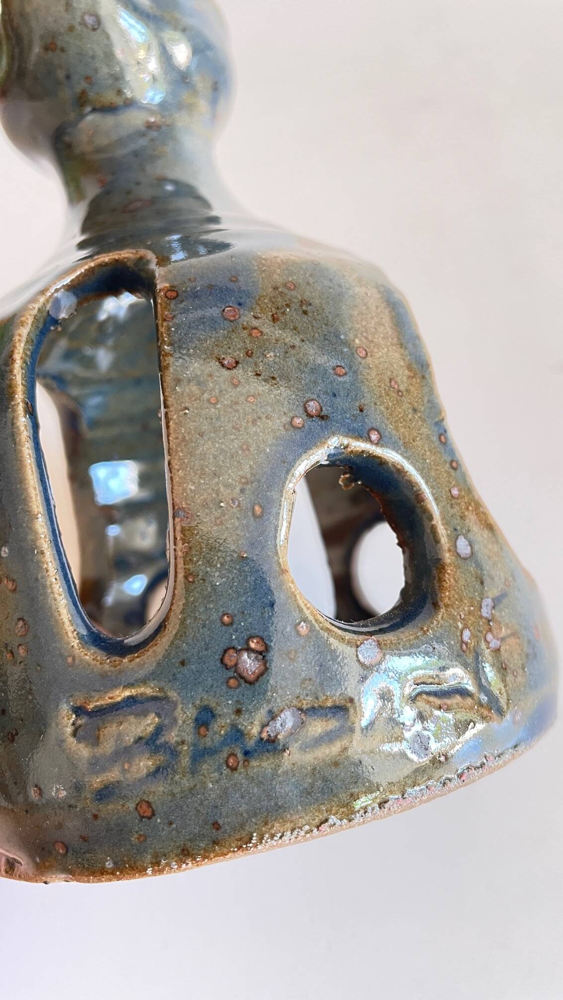 Vintage Handcrafted Stoneware Candle Holder