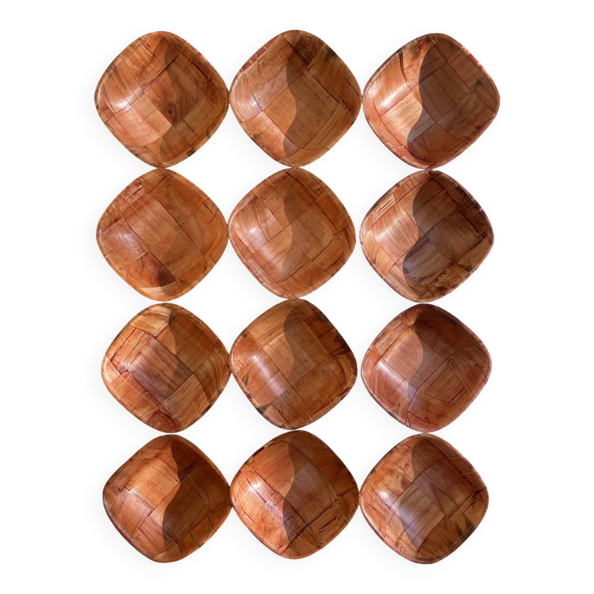 Set of 12 vintage wooden bowls