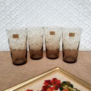 Set of 4 smoked glasses luminarc france vintage