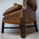 Vintage Cognac Leather Wingback Chesterfield Armchair, England 1940s