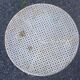 Vintage perforated metal coffee table