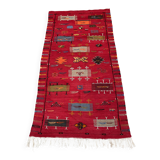 Unique and medium berber kilim, red rug, moroccan kilim, decoration rug