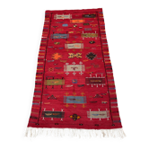 Kilim berbère unique et moyen, tapis rouge, kilim marocain, décoration rug