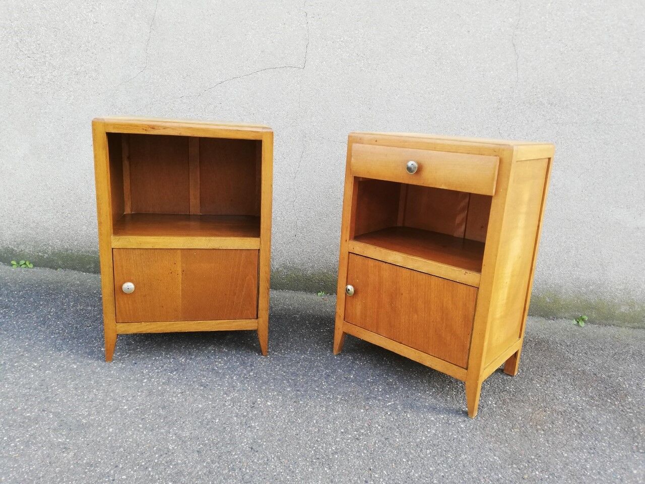 Pair of modernist wooden bedside tables