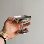 6 stainless steel dessert bowls on foot