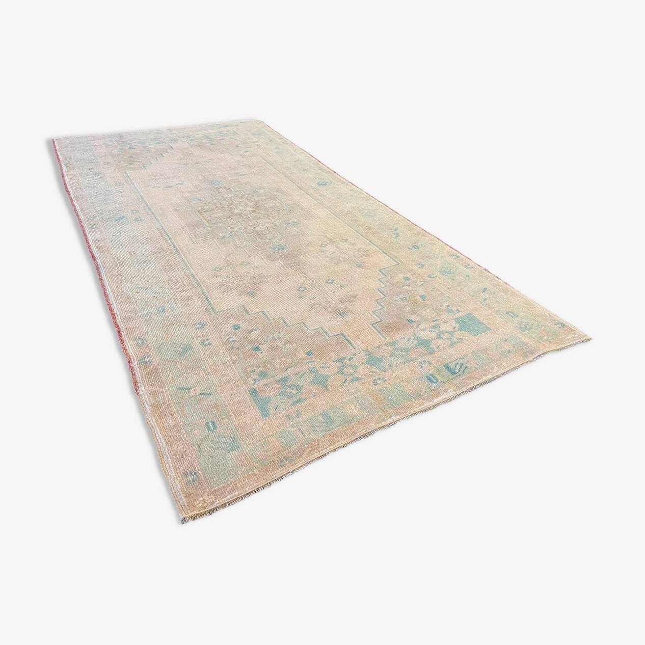 Handmade Pastel Beige Turquoise Area Rug