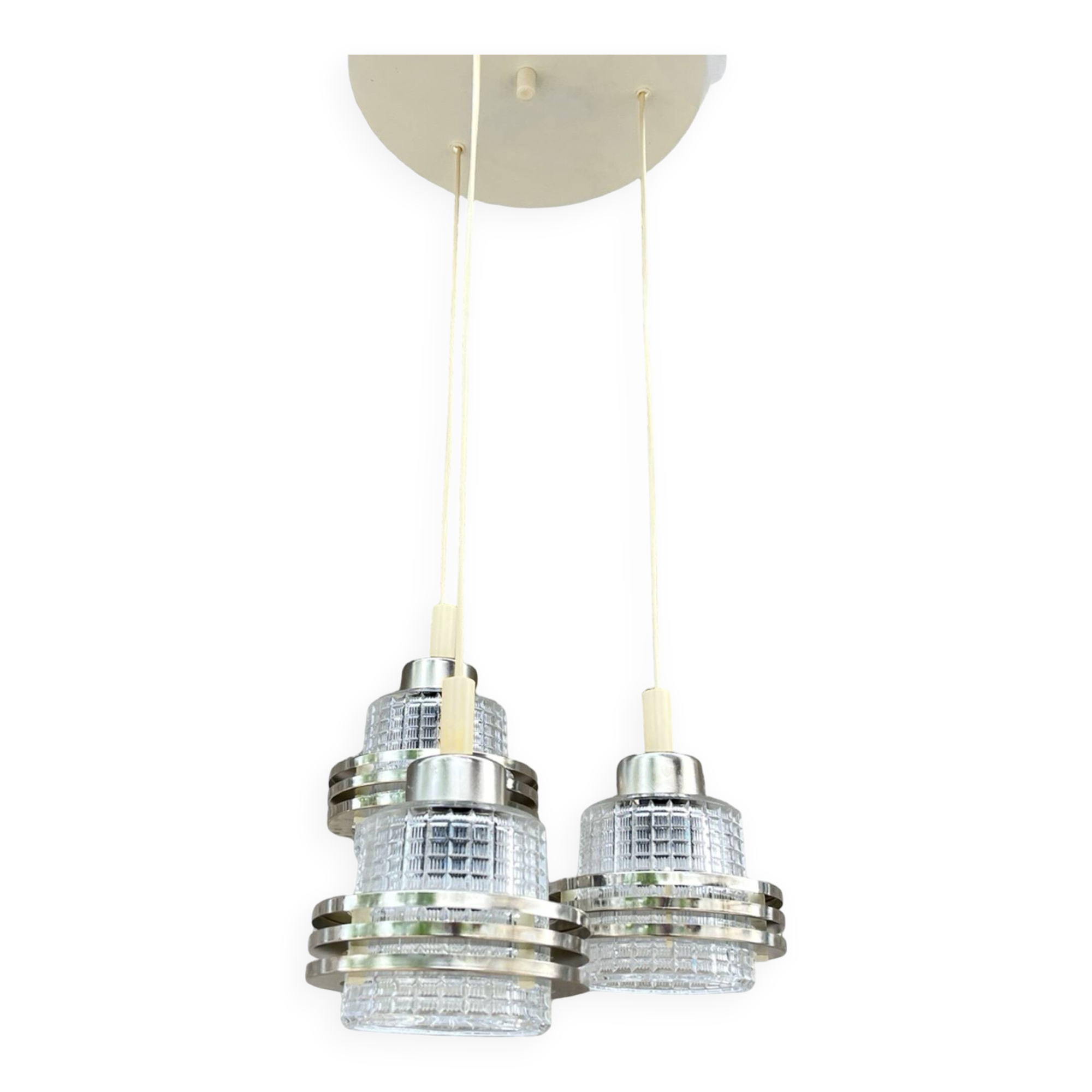 Mid-century modern cascade chandelier Pokrok Žilina, Czechoslovakia, 1970s.