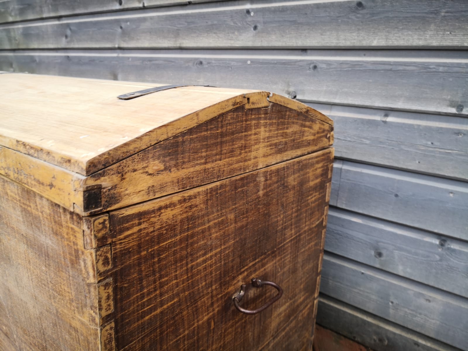 Antique chest, vintage wooden trunk