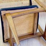 Set of 6 wooden and black leatherette chairs