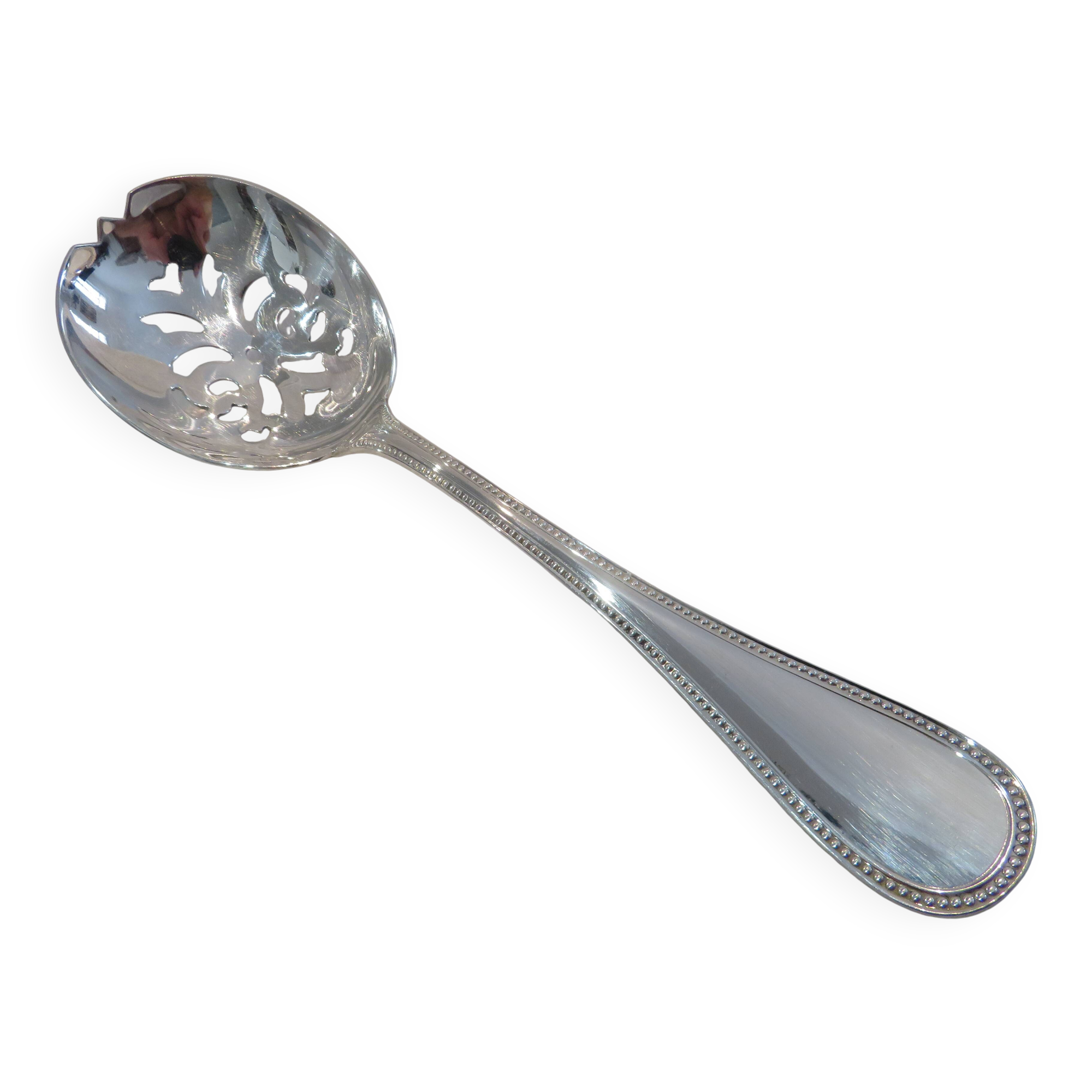 Christofle silver-plated ice cube serving spoon with pearl decoration
