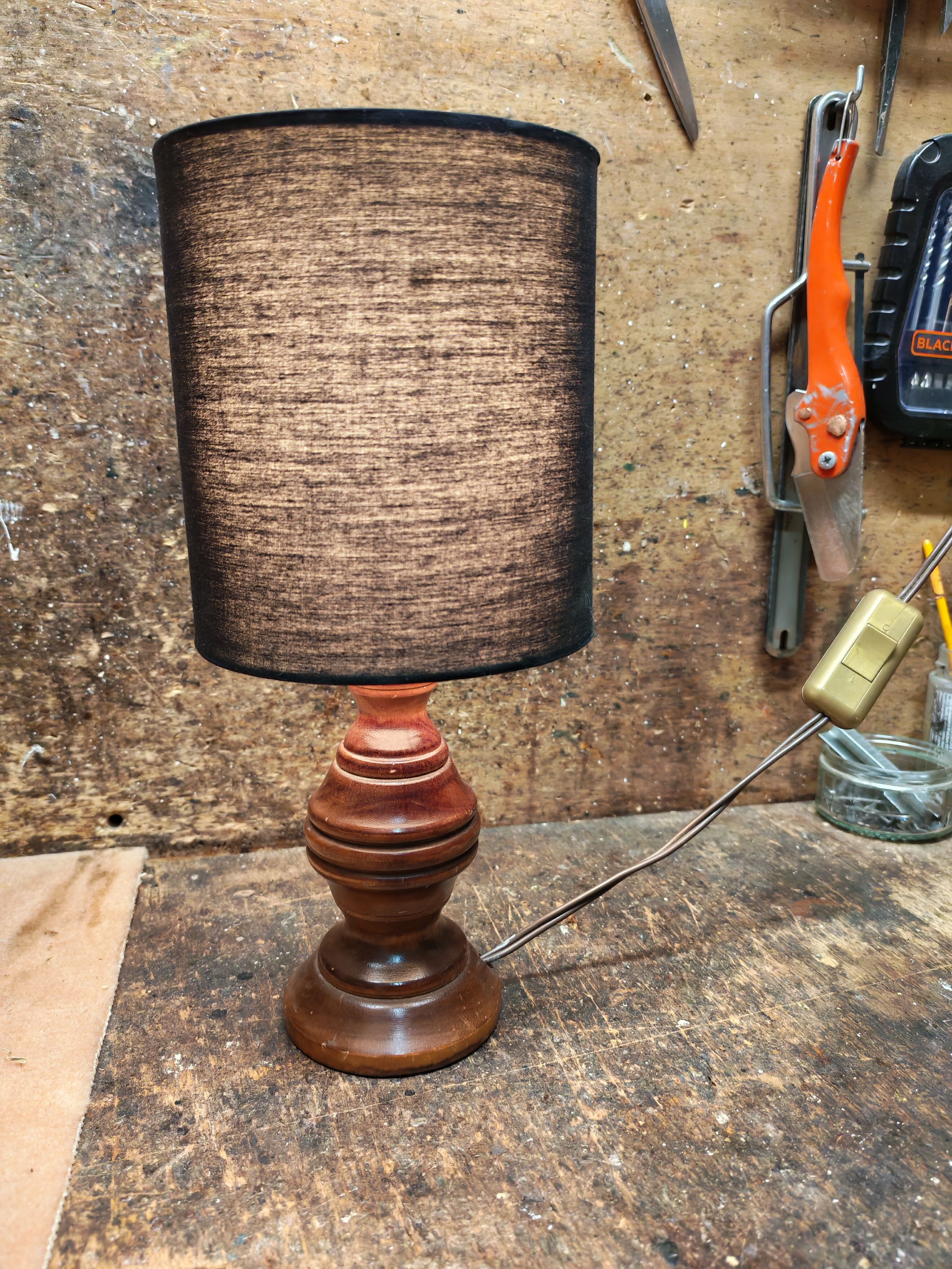 Wooden bedside lamp