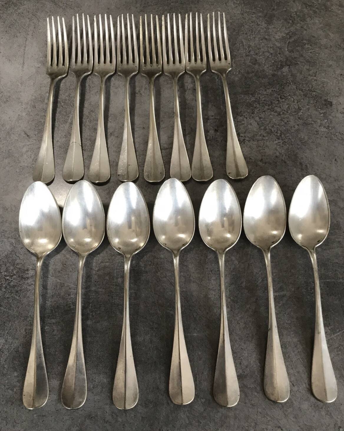Lot of 15 old cutlery in monogrammed silver metal, christofle goldsmith