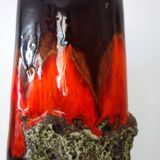 Large vintage Fat lava and enamel vase, H40cm
