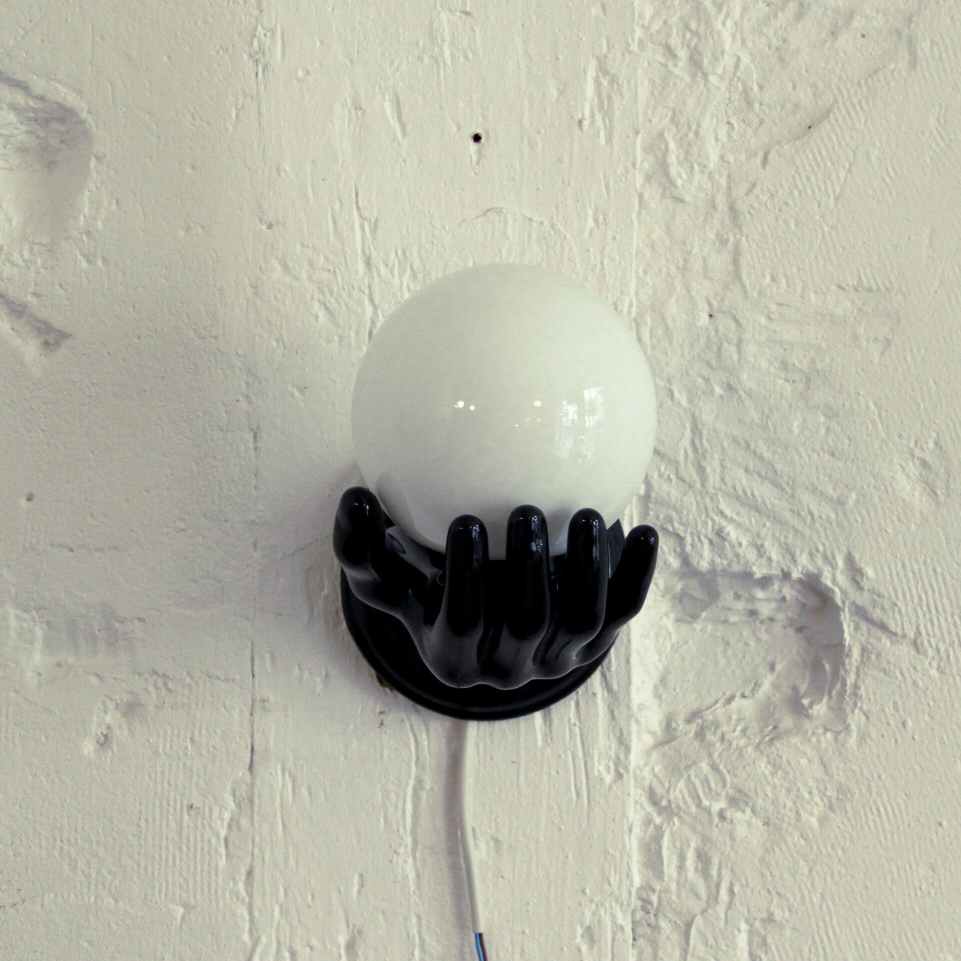 Hand vintage ceramic porcelain globe black wall lights opaline