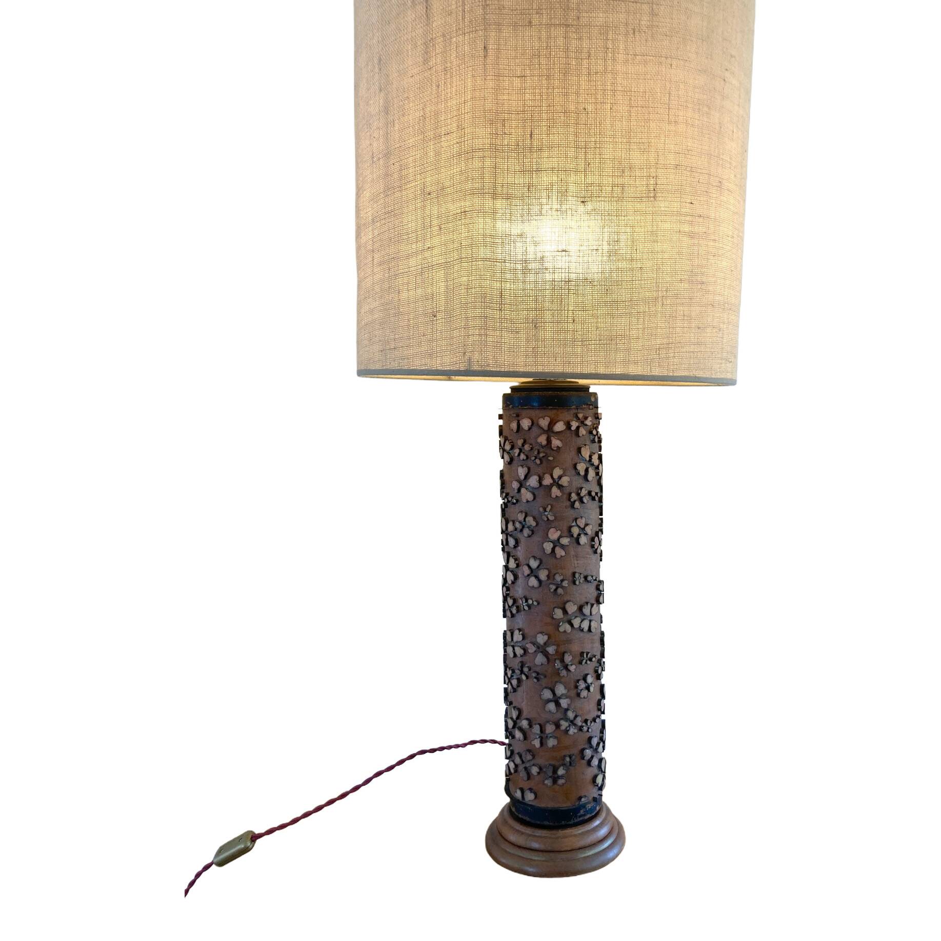 Printing roll lamp, Wood and Brass, Late 19th century