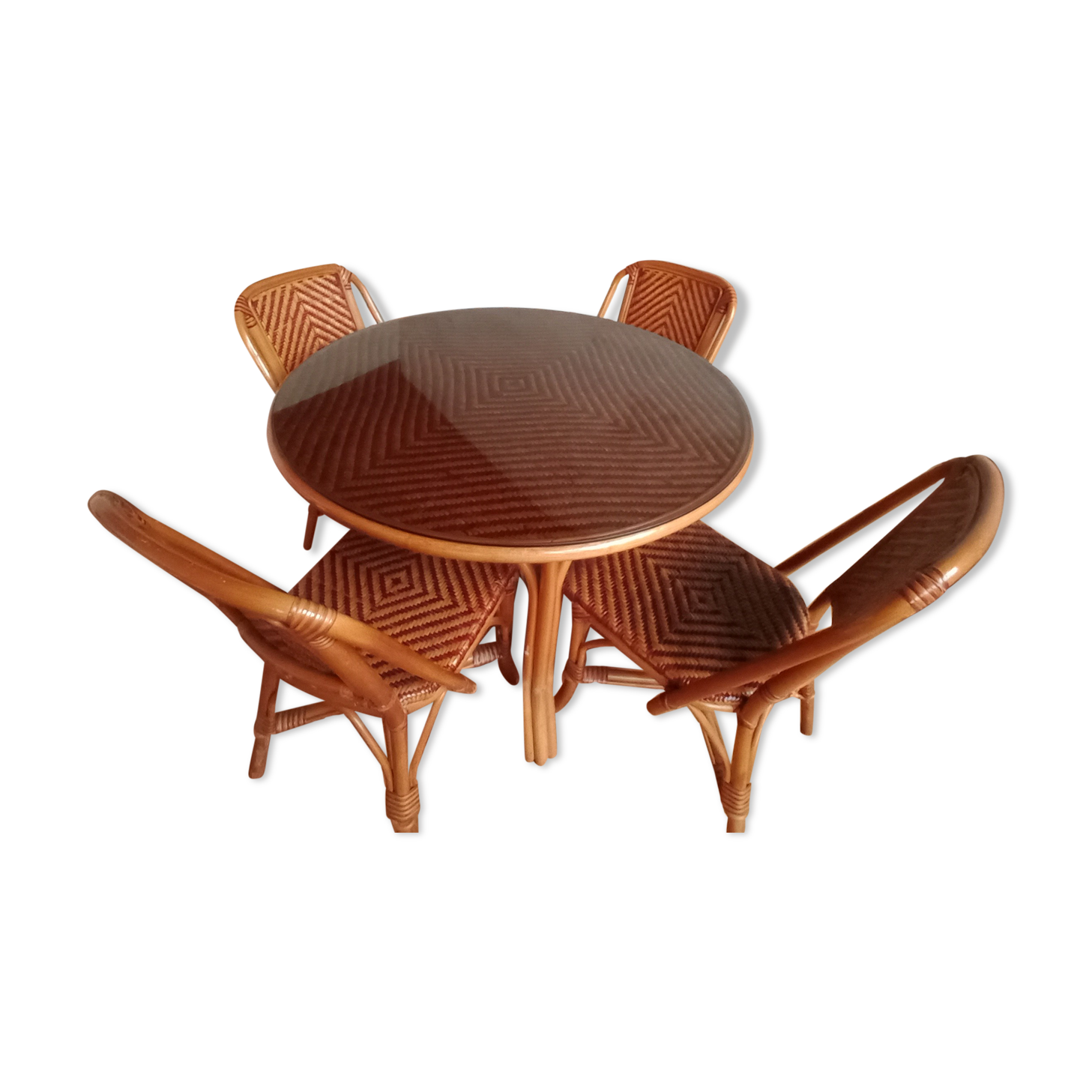 Rattan table and four chairs