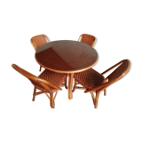 Rattan table and four chairs