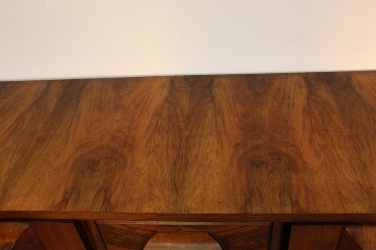 Sideboard from the 50s in burr walnut, stamped