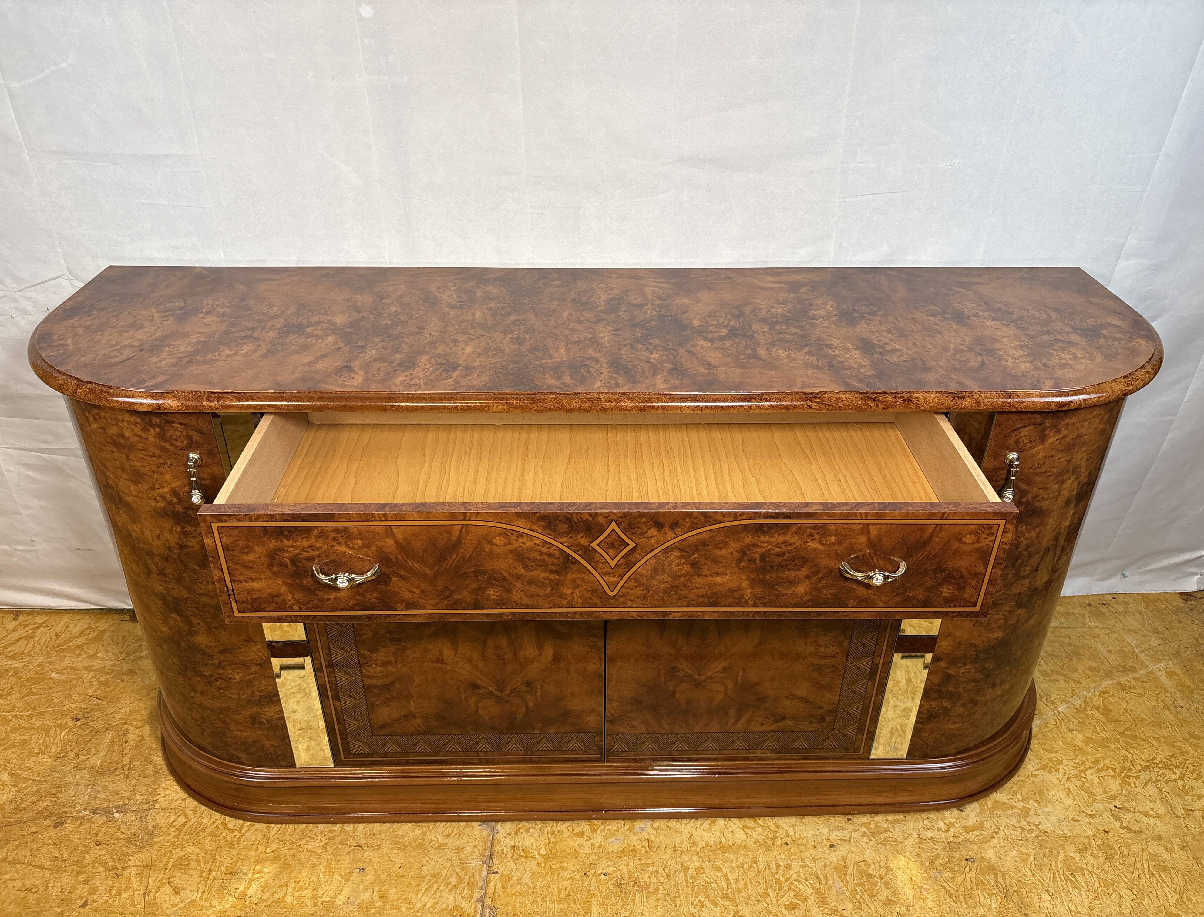 Buffet italien vintage des années 1980 – Effet noyer et miroir